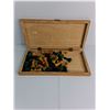 Image 2 : Vintage Wooden Folding Chess Board Box With Pieces Inside 15"x 7.5"