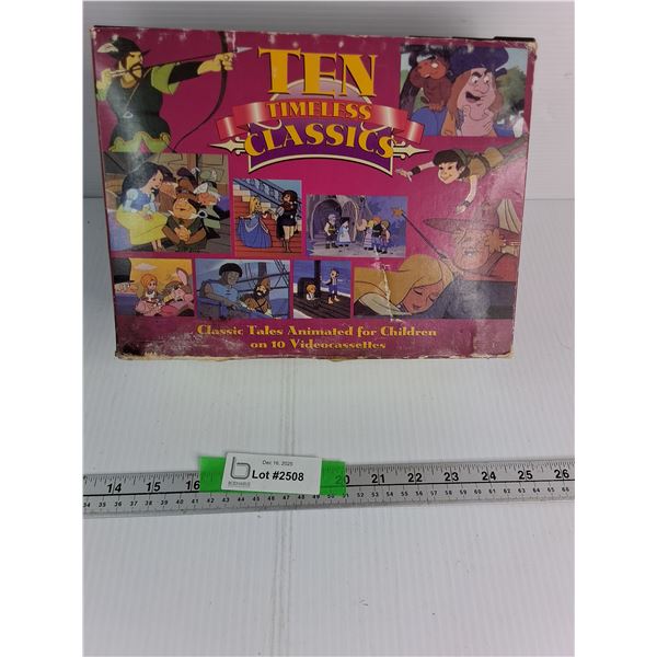 Ten Timeless Classics- (10) Video Cassettes Of Classic Tales Animated For Children