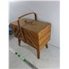 Image 2 : Vintage Wooden Accordion Sewing Box 16" x 14" x 8"
