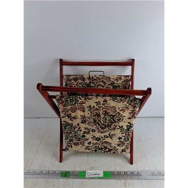 Vintage Folding Tapestry Magazine Rack