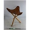 Image 1 : Vintage Leather & Bamboo Tripod Camp Stool 20" x 13"
