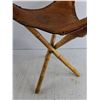 Image 3 : Vintage Leather & Bamboo Tripod Camp Stool 20" x 13"