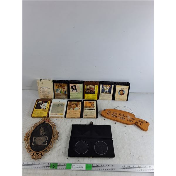 RCA Stereo 8 Track Cartridges - Elvis, The Beach Boys, Mozart, Molson Coasters, Wall Key Hanger