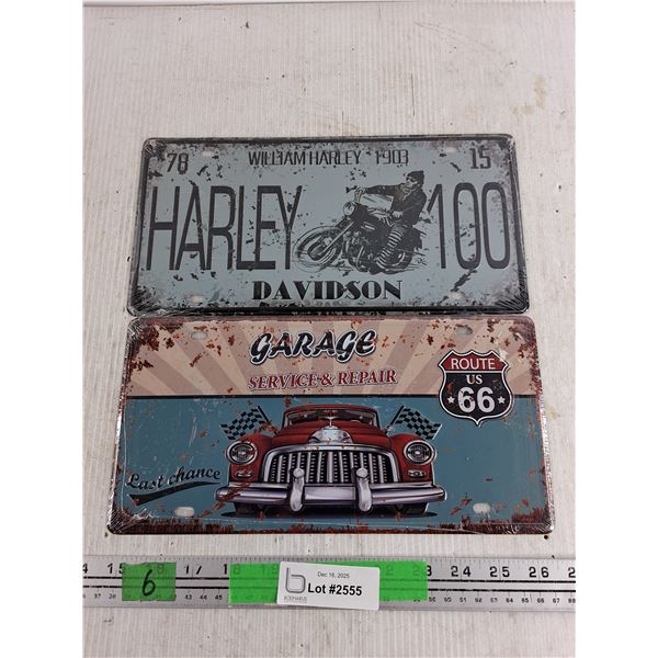 Route 66 & Harley Davidson Front License Plates