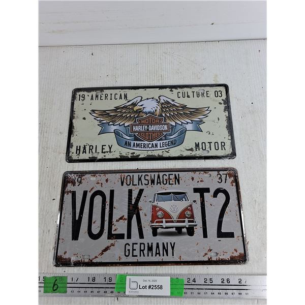 Harley Davidson & VW Front License Plates