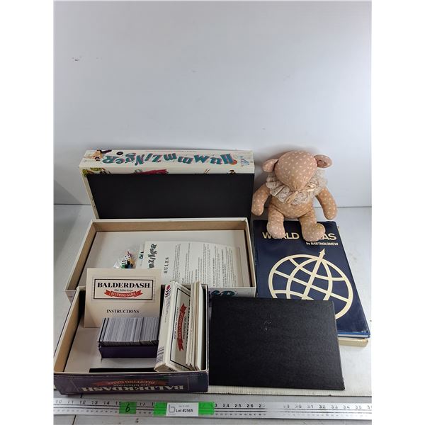Balderdash & Hummzinger Games, Plush Bear, World Atlas by Bartholomew
