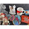 Image 3 : Christmas Coasters, Crystal Santa Candle Holder, Plastic Mug, Avon Perfume Bottle, Misc
