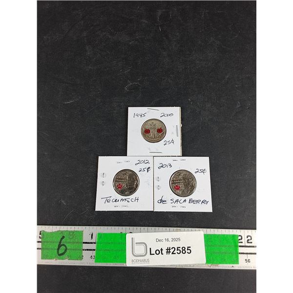 1945 - 2010 Commemorative Coin, 2012 Tecumsch & 2013 De Sala Berry Collectors Coins