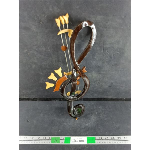 Wooden Musical Note Wall Decor - Treble Clef Design 17"