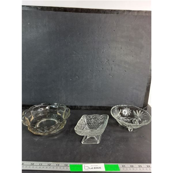 (3) Glass Serving Bowls Up to 8"