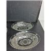 Image 3 : Vintage Anchor Hocking "Sandwich" Pattern Clear Glass Oval Serving Bowl & Plates