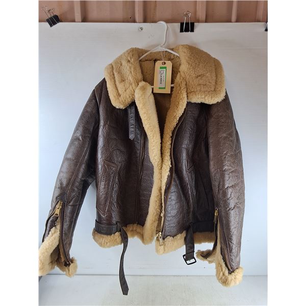 *Wolff Faux Fur Faux Leather Winter Jacket - Size 44
