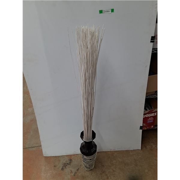 *Tall Decorative Floor Vase with White Reed Sticks - Vase Dimensions 20" x 6", Overall 59"