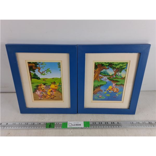 (2) Framed Winnie the Pooh Wall Art Prints 12" x 10"