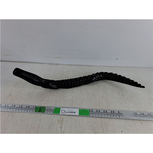 Carved Wood Crocodile Sculpture 19"