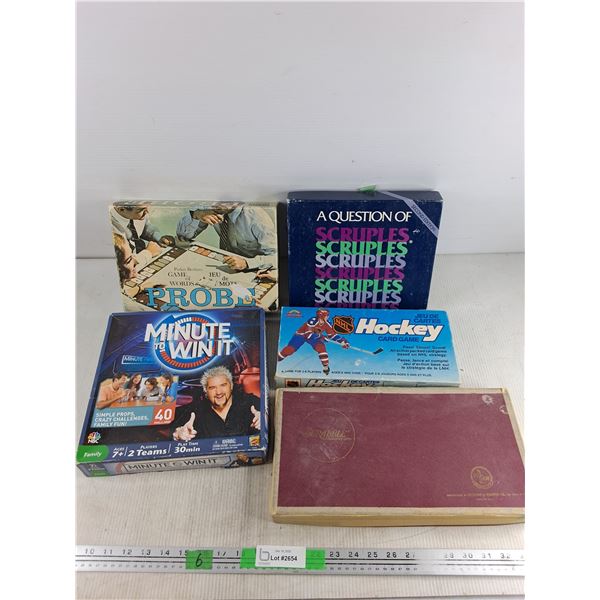 Trivia Games - Scrabble, NHL Hockey Card Game, Parker Brothers Probe