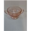 Image 2 : Pink Depression Glass Sugar Bowl and Hull Art Pottery Rosella Cream/Sugar Set