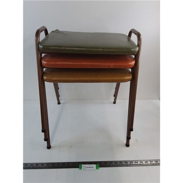 * Set of 3 Adult Size Stack Stools (1 Seat Not Connected and Split Cover) - CANNOT SHIP