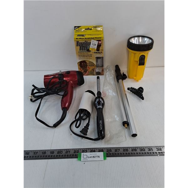 Conair Blow Dryer, Revlon Curling Iron - Both Working, Furniture Feet, Projector Screen Bracket