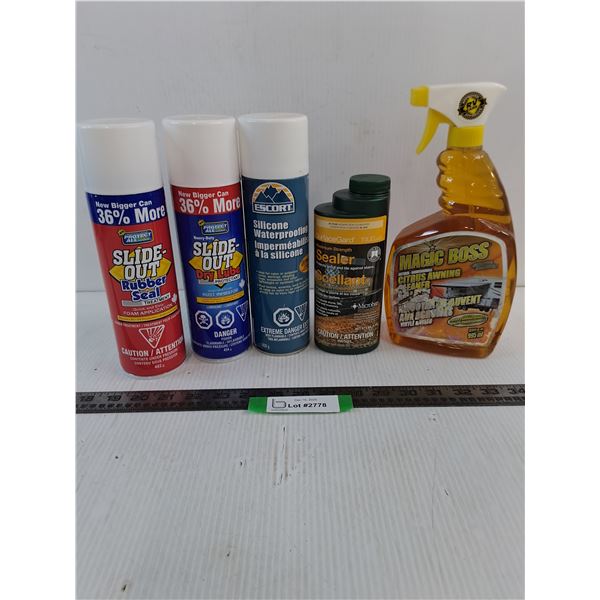 (5) Mostly Full Bottles of RV Chemicals (Sealant, Lube, Silicone, Cleaner) - Cannot Ship