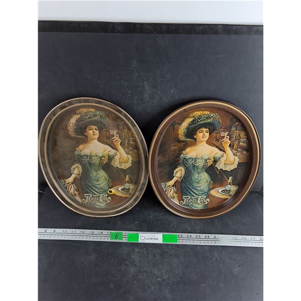 (2) Pepsi Cola Serving Trays 14" x 12"
