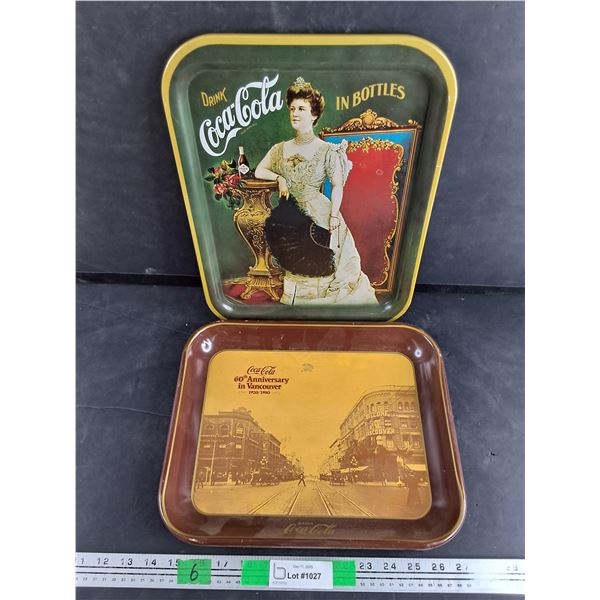 Vintage Coca Cola Serving Trays 13" x 11", 14" x 11"