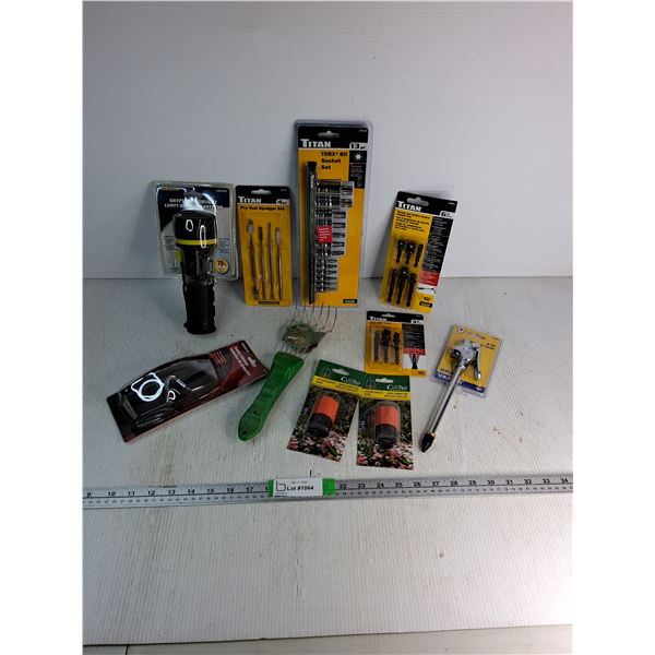 Titan 13pc Bit Socket Set, Pry Tool Spudger Set, Safety Glasses, Air Blow Gun, Flashlight, Wire Broo