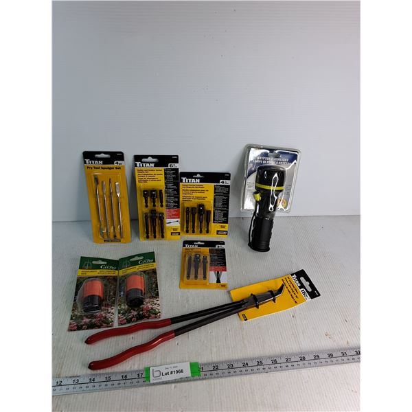 Titan 16" 90⁰ Long Nose Pliers, Pry Tool Spudger Set, Stubby & Wobble Socket Adapter Set, I