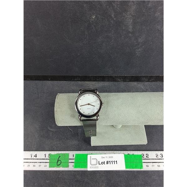 White Face Quartz Watch, Melanise Band, Working