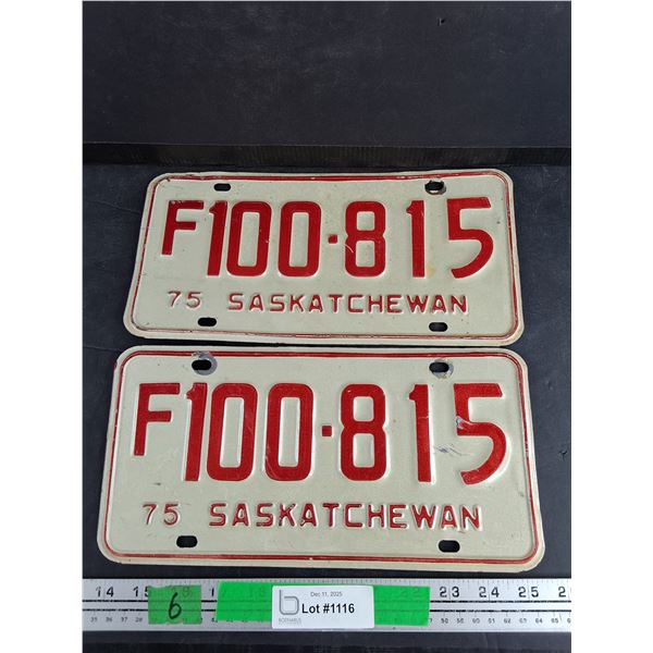 1975 Saskatchewan License Plates