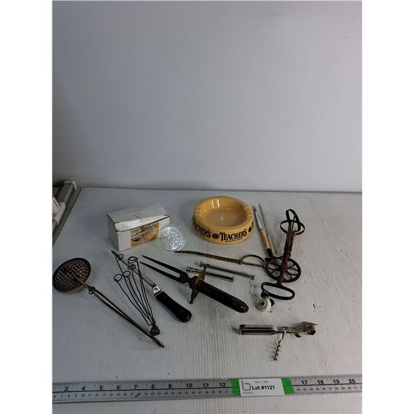 Vintage Kitchen Supplies, Cookie Design Mold, Various Knives