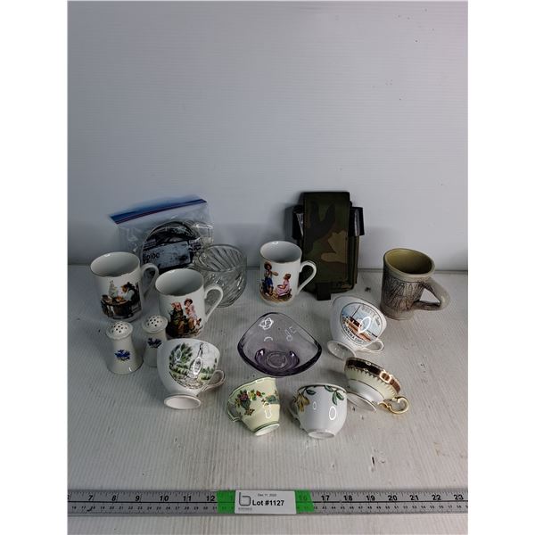 Vintage Mugs, Salt& Pepper Shaker, Chargers