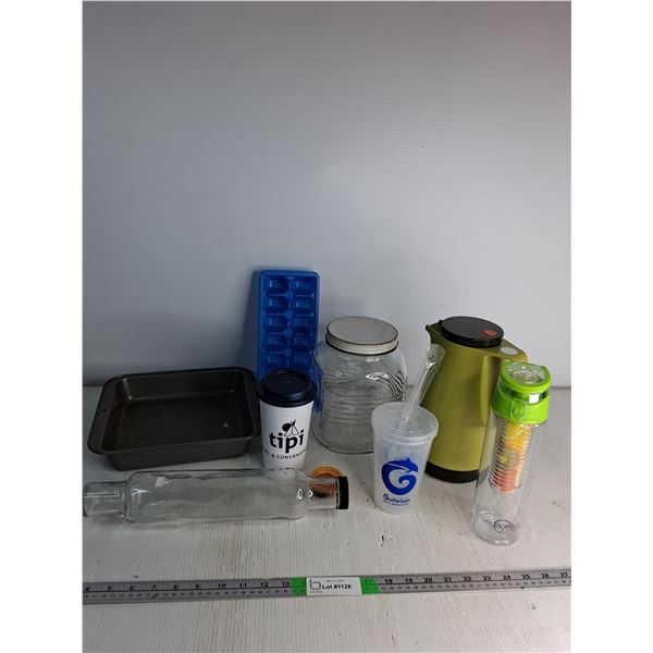 Cake Pan 10.5" By 9.5", Ice Cube Tray, Water Bottles