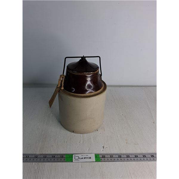 Vintage Crock With Wire Closure- H 11"