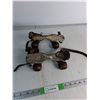 Image 1 : Vintage Metal Roller Skates- Leather Strap, Adjustable