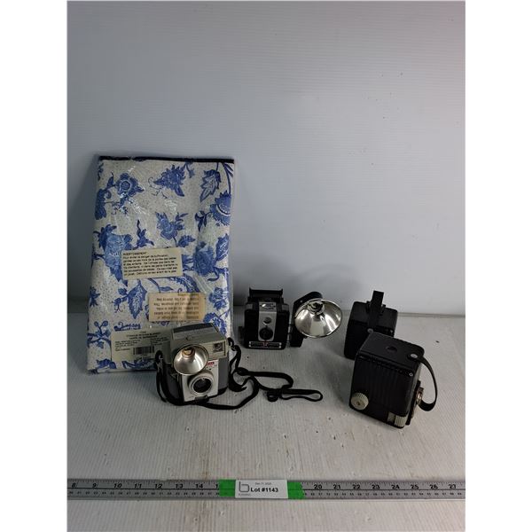Ironing Blanket, Various Vintage Cameras- Brownie Haweye Flash Model, As Is