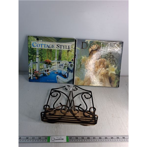 (2) Books, Iron Cook Book Holder