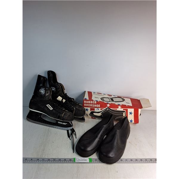 Bauer Special Ice Hockey Skates- 9 1/2, Rubber Overshoes- XL