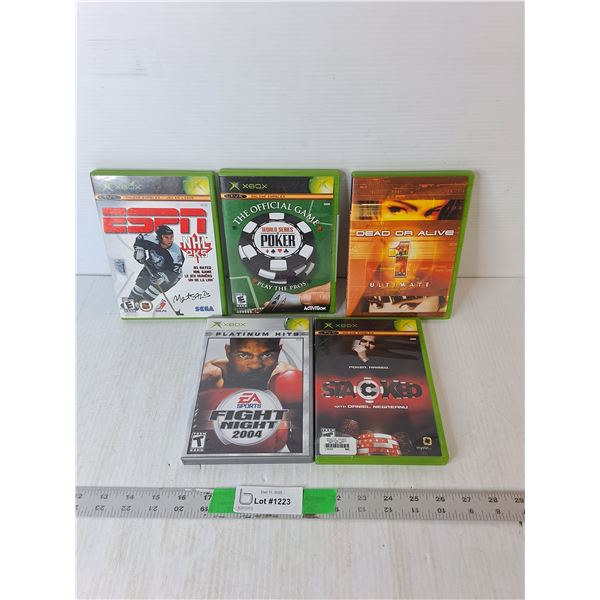 (5) Xbox Games- ESPN NHL 2K5, Fight Night 2004, Stacked, Misc.