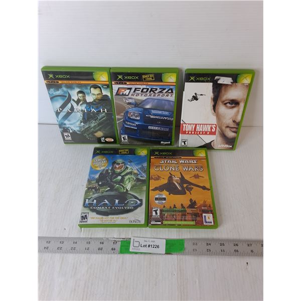 (5) Xbox Games- Tony Hawk, Halo, Star Wars, Misc.