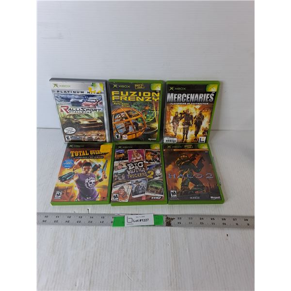 (6) Xbox Games- Halo 2, Mercenaries, Rallisport Challenge, Misc.
