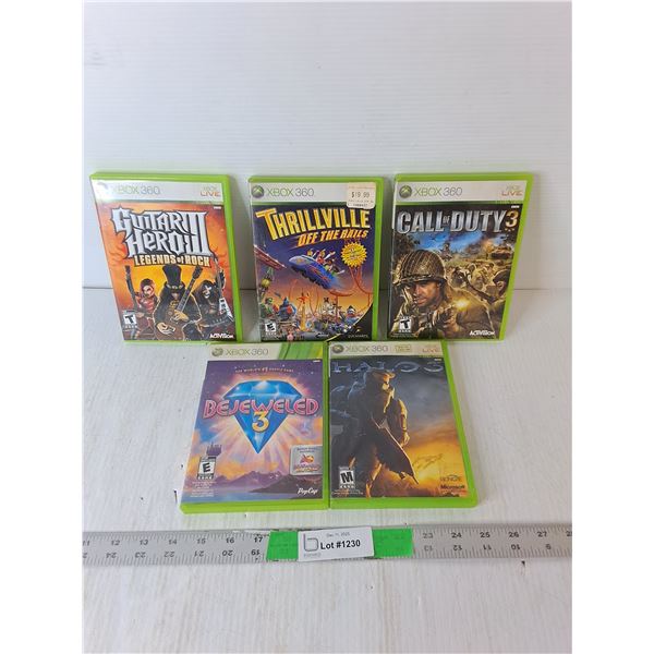 (5) Xbox 360 Games- Call of Duty 3, Halo 3, Guitar Hero III, Misc.