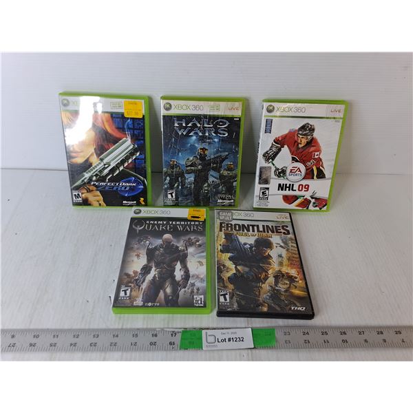 (5) Xbox 360 Games- EA Sports NHL 09, Halo Wars, Perfect Dark Zero, Misc.