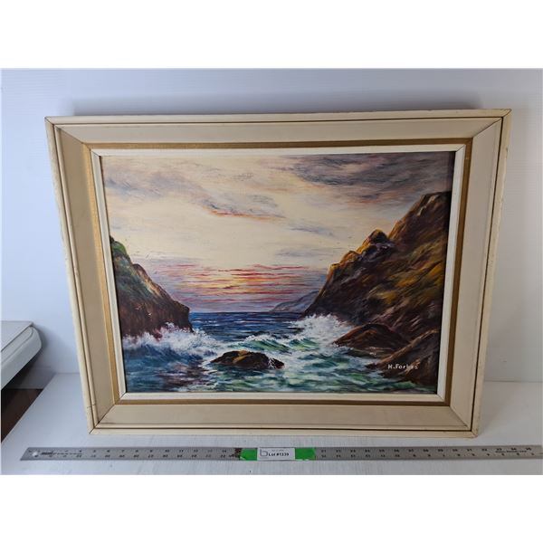 Framed Ocean Painting 22" x 28", Cannot Ship