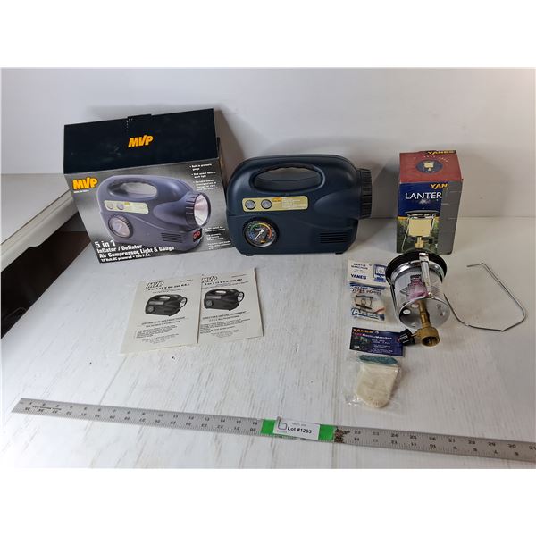 Yanes Propane Lantern & MVP 5 in 1 Inflator, Air Compressor- Untested