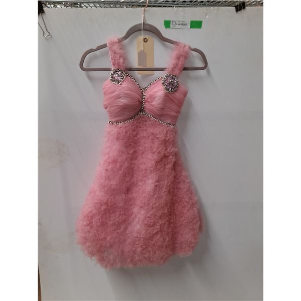*Ruffled Knee length Gown With Sequins- Childsize/Adult XS, 9.5" Waist Diameter