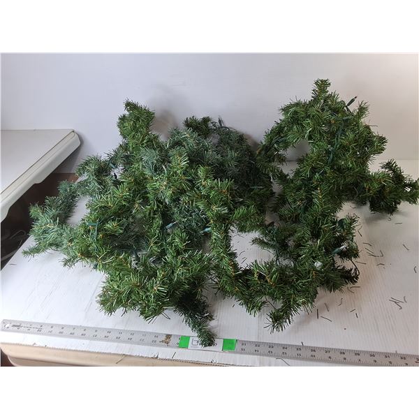 Christmas Tree Style Garland with Lights- As Is