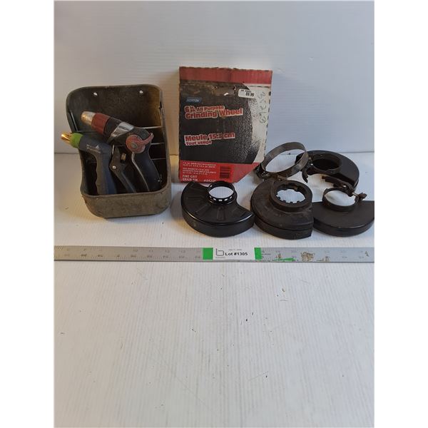 (4) Angle Grinder Guards, 6 Inch Grinding Wheel and (2) Pistol Grip Hose Nozzles