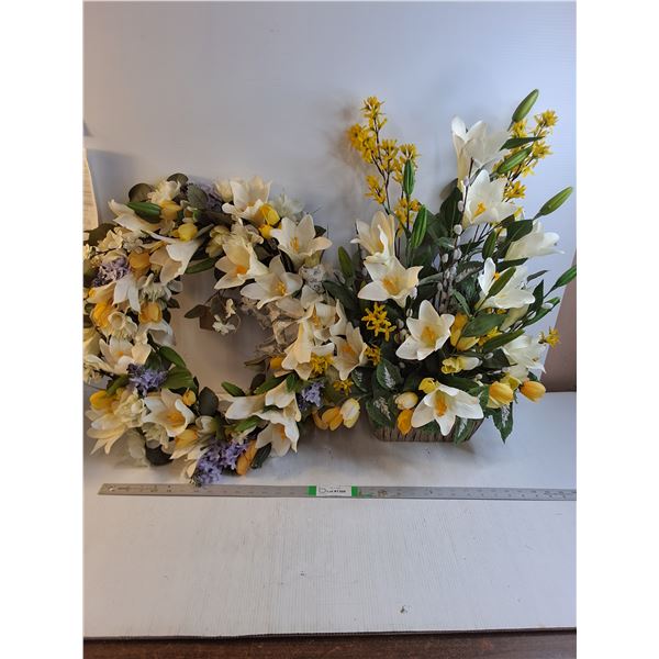 Easter Lily Wreath 20"Diameter  and Easter Dry Floral Arrangement 27" Tall - PICK UP