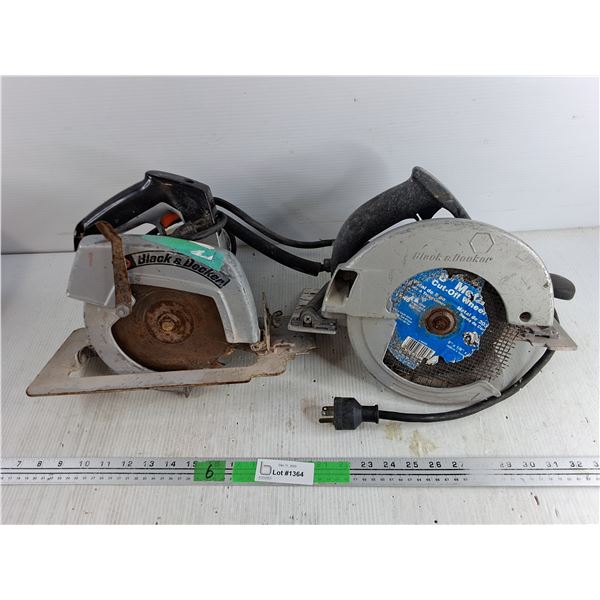 (2) Black & Decker Circular Saws - Powers On, As Is - PICK UP